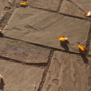 Slate: a cut stone used for outdoor flooring
