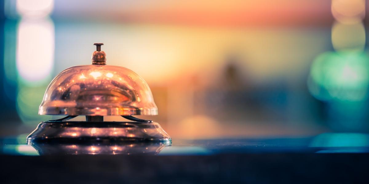 A service bell on the counter of a luxury hotel