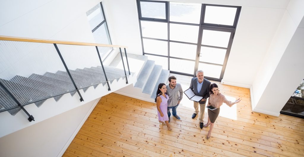 A bird's eye view of custom wood floors installed by the high-end hardwood flooring experts at East Coast Flooring & Interiors of Florida