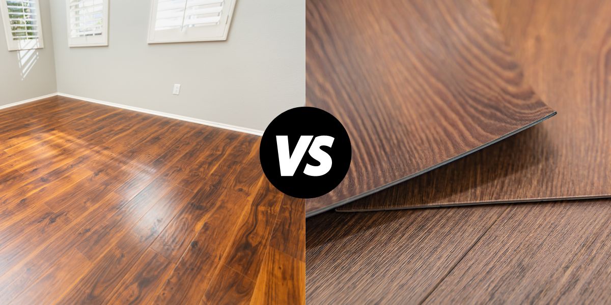 A graphic of laminate flooring vs vinyl flooring.