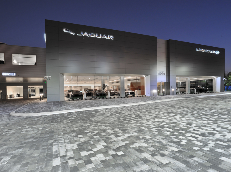 New car dealership flooring installed at Warren Henry Jaguar Land Rover in North Miami.