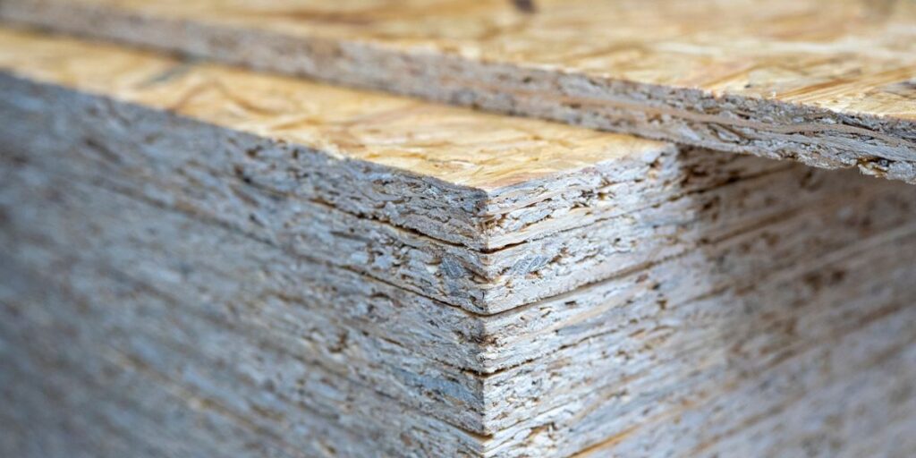 Stacked plywood shows the thickness of types of subfloor used in flooring installation.