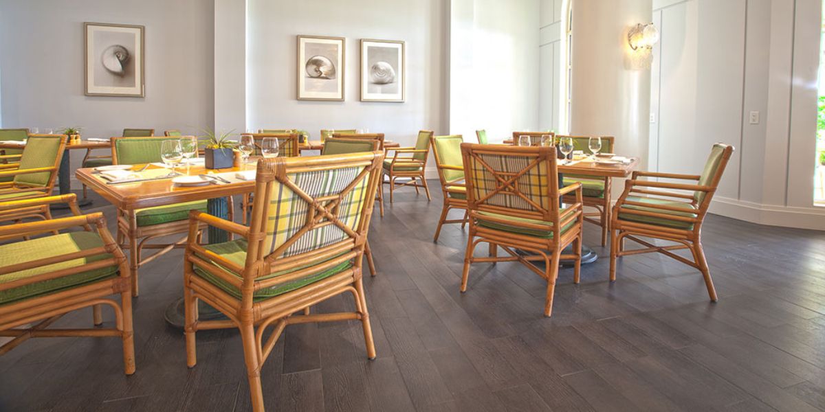 New vinyl floors are installed for efficient restaurant flooring by East Coast Flooring and Interiors.