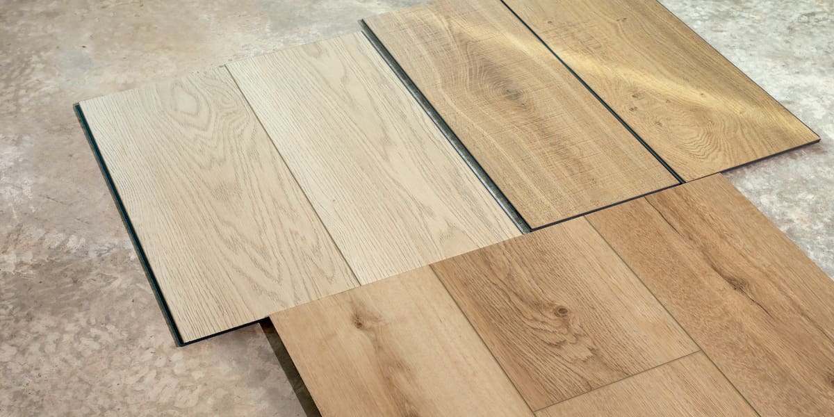 Close-up of lifeproof flooring installation showcasing different plank designs and their seamless fit.