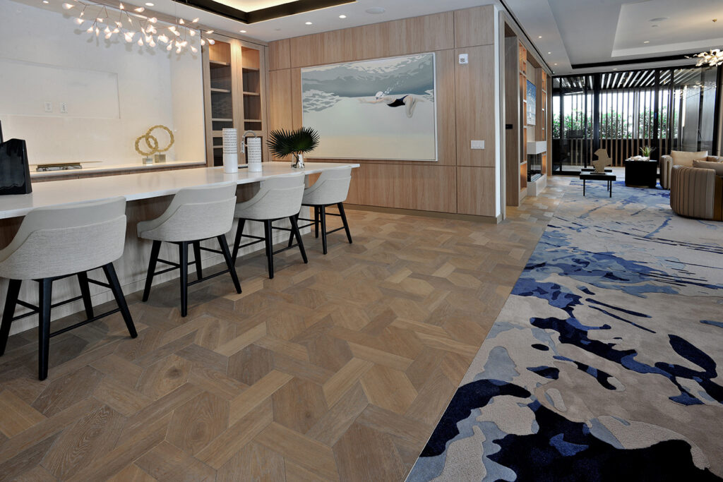 Custom wood flooring installation at Selene Fort Lauderdale by East Coast Flooring & Interiors