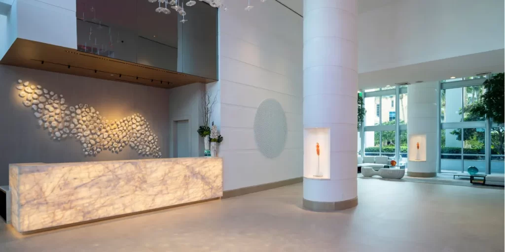 Luxury commercial lobby flooring installation by East Coast Flooring & Interiors